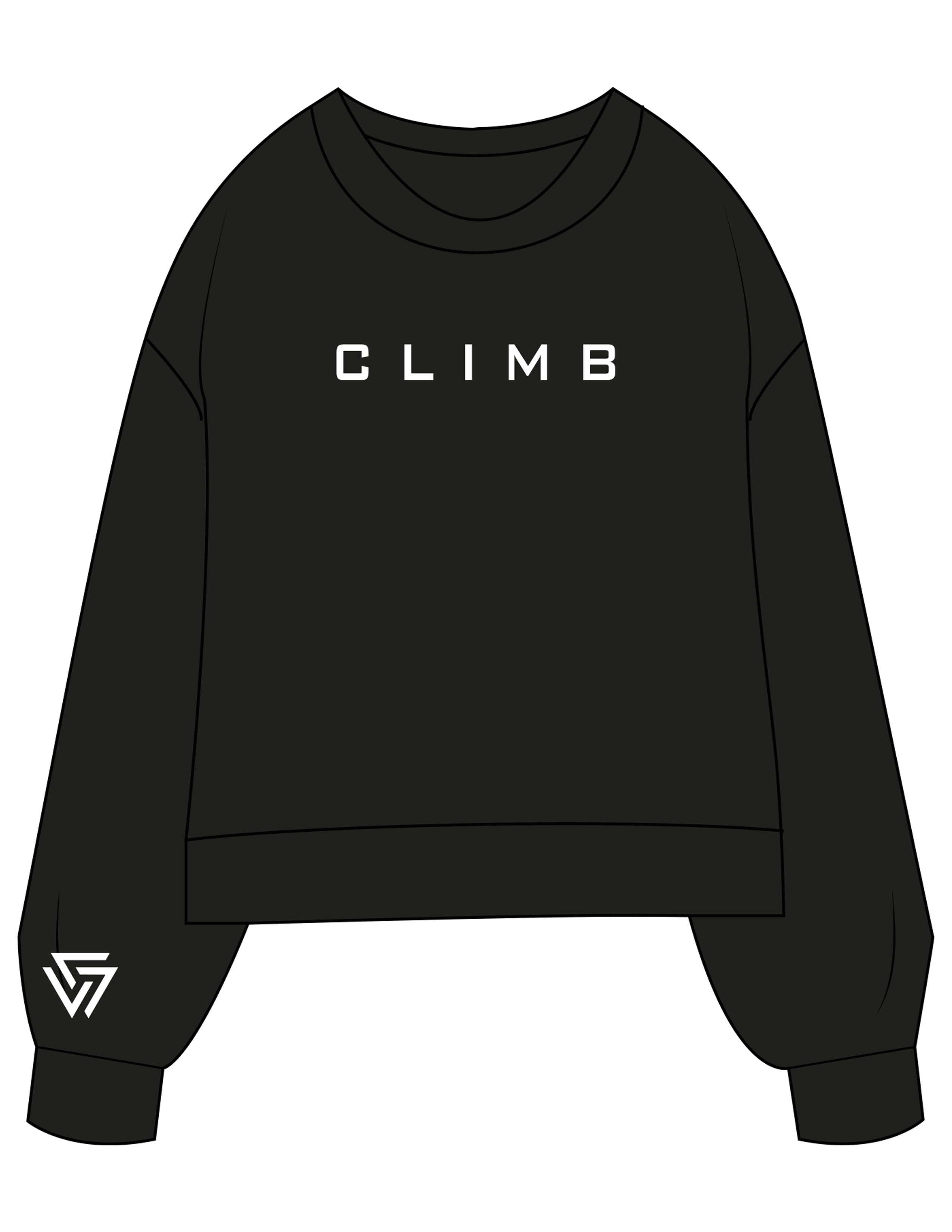 The Womens Sueded Crewneck - Black - LVL - Center Chest & Right Wrist Icon - Printed - White
