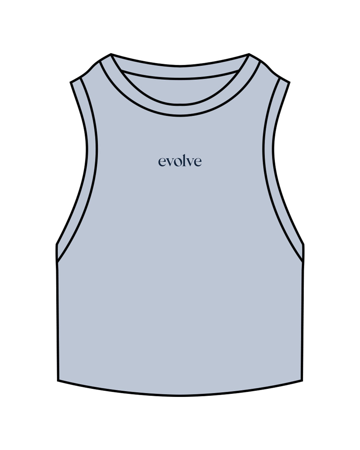 The Ribbed Crop Tank - Powder - Evolve Lagree - Center Chest - Embroidered - Navy