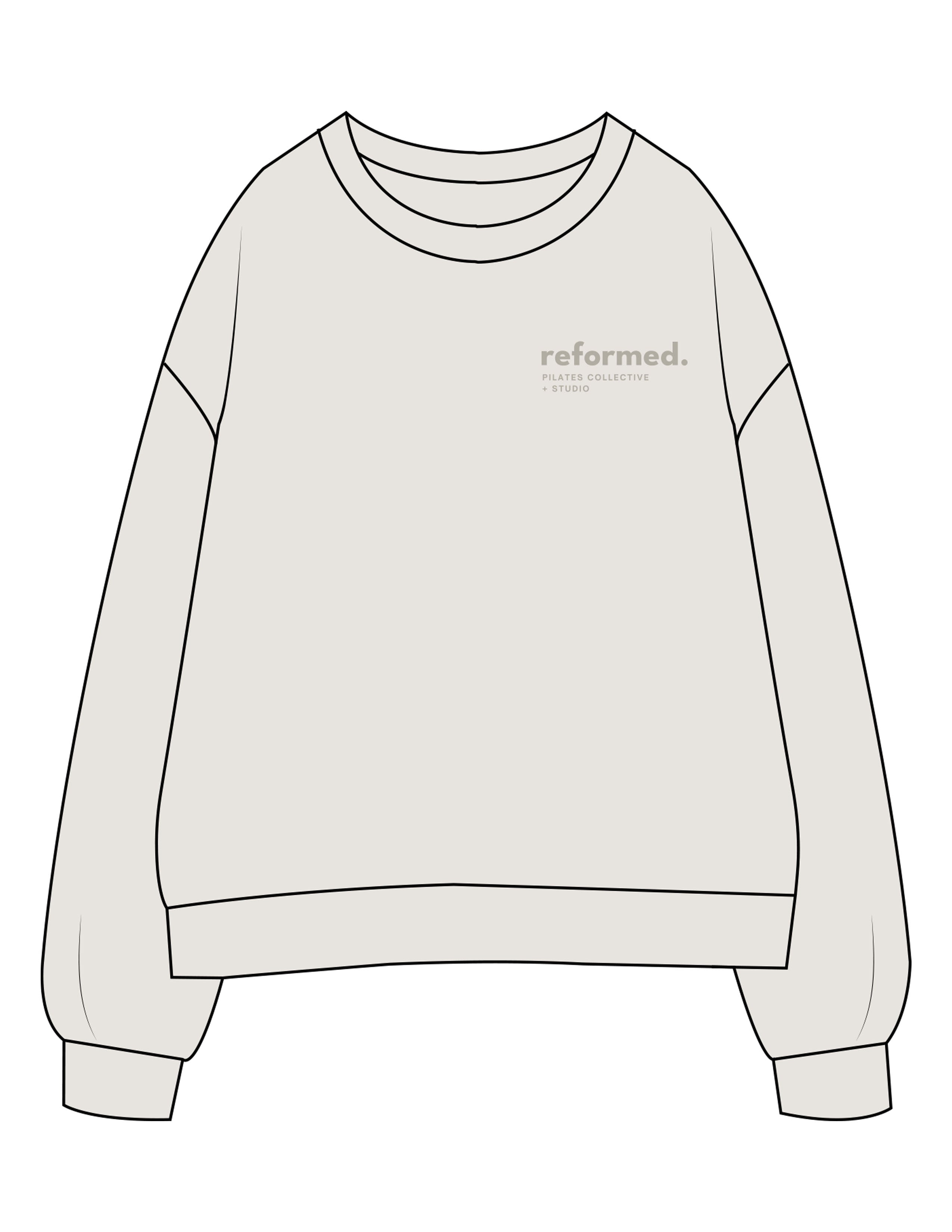 The Womens Crewneck - Washed Bone - RPCS - Left Chest Stacked - Printed - Tone on Tone