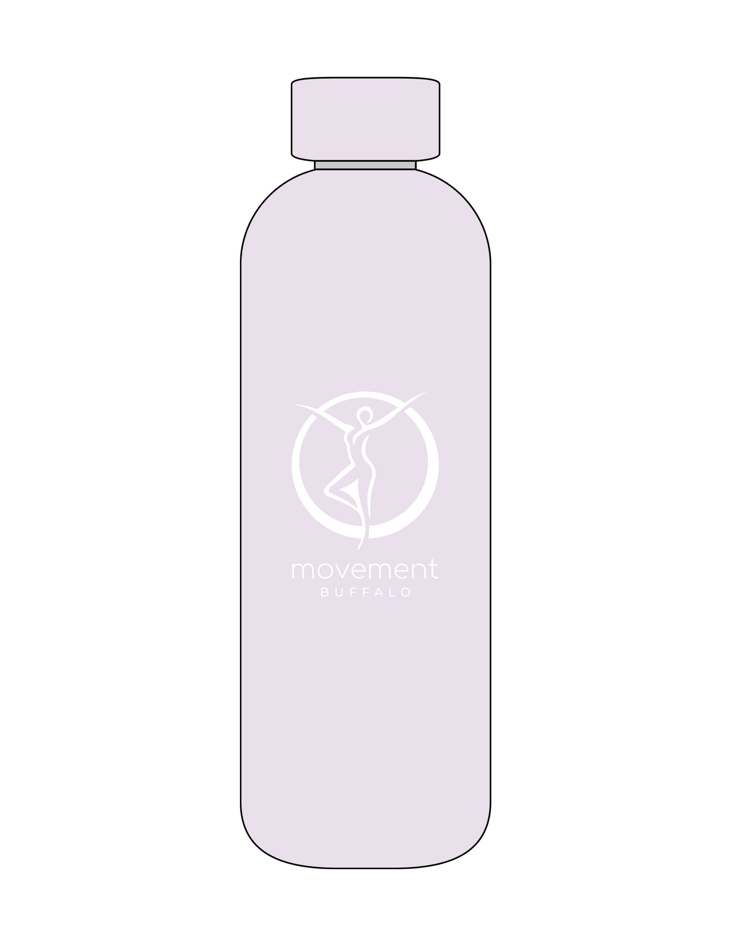 The Water Bottle - Lilac - Movement Pilates Buffalo - Center Body Stacked - Printed - White