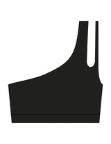 The One Shoulder Bra - Black - SOUL YOGA - Center Back - Printed - White