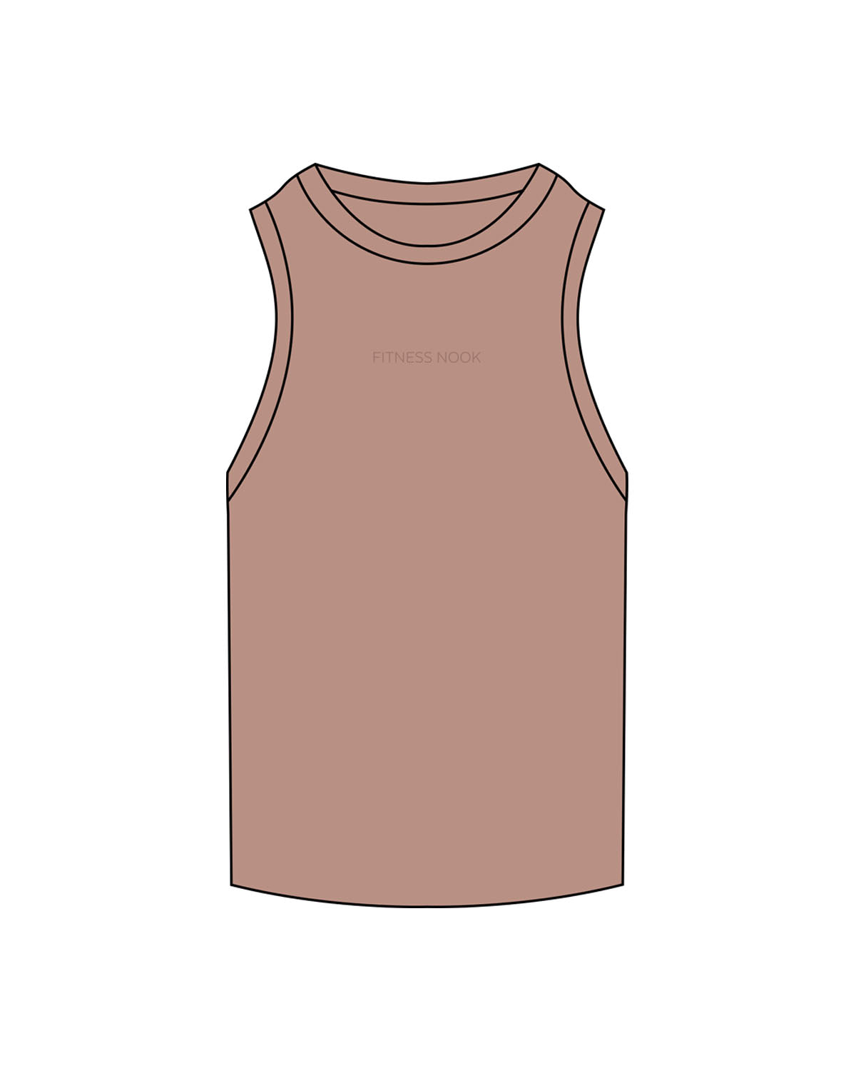 The Ribbed Full Length Tank - Clay - Fitness Nook - Chest - Embroidered - Tone on Tone