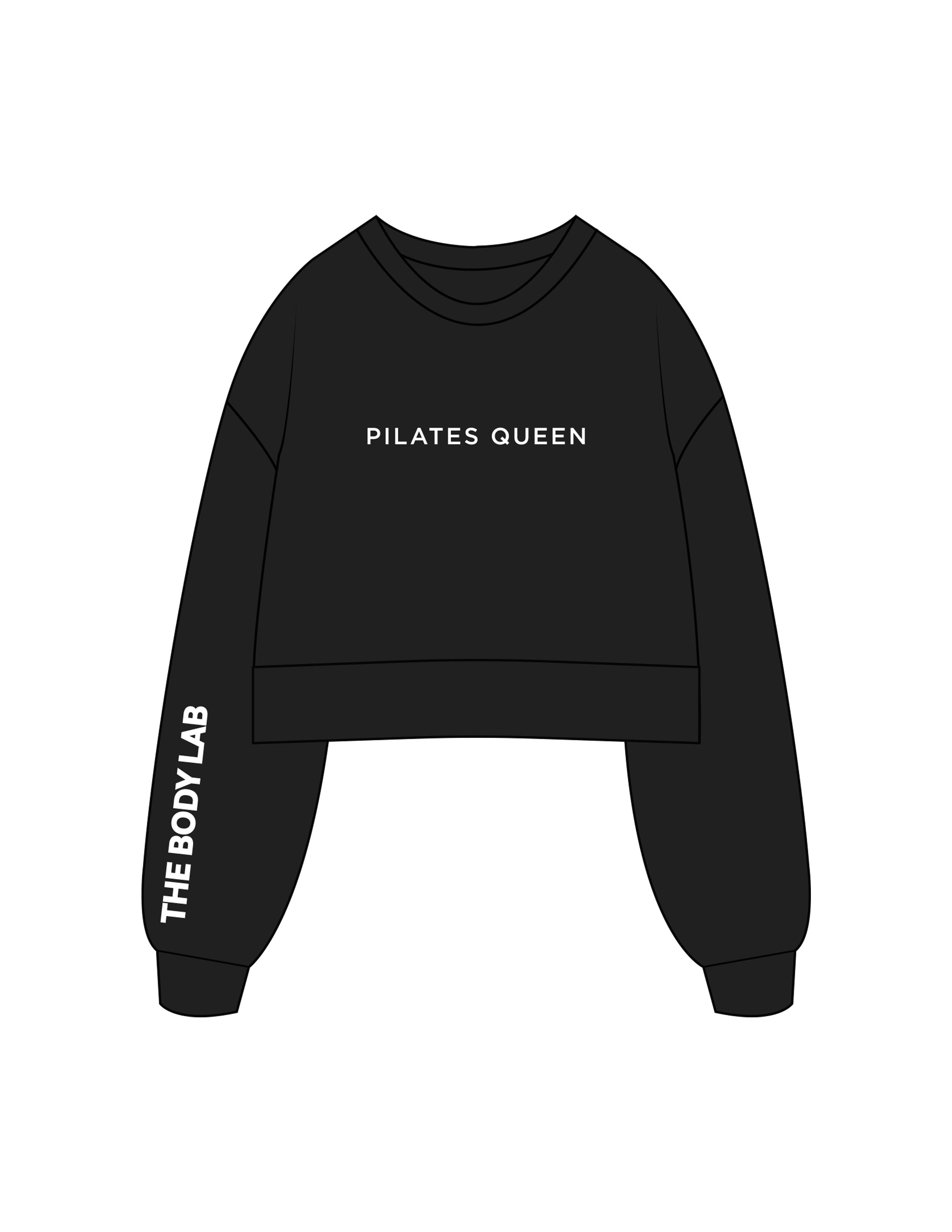 The Womens Heavyweight Crop - Black - Body Lab - Center Chest & Right Sleeve - Printed - White
