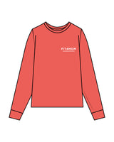 The Unisex Midweight Long Sleeve - Dragonfruit - Fit 4 Mom Carlsbad Encinitas - Left Chest Stacked & Back Center - White