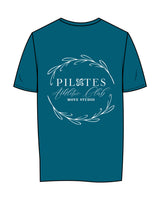 The Womens Tee - Atlantic - Move Studio - Left Chest Stacked & Back Full - Printed - White