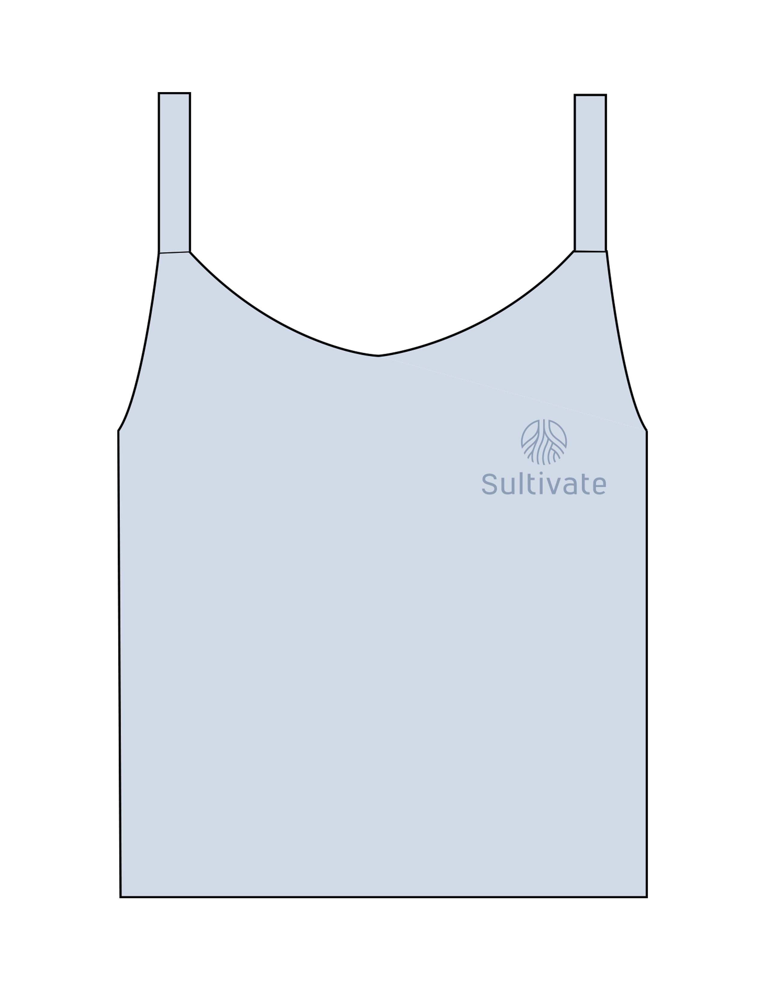 The Micro Rib Strappy Crop Tank - Baby Blue - Sultivate - Left Chest Stacked - Printed - Tone on Tone