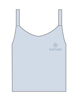 The Micro Rib Strappy Crop Tank - Baby Blue - Sultivate - Left Chest Stacked - Printed - Tone on Tone