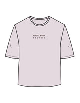 The Oversized Crop Tee - Orchid - Ritual Body - Center Chest Inverted & Back Script - Printed - Brown