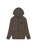 The Recycled Unisex Zip Hoodie - Brown - Karve - Left Chest Logo & Center Back Stacked Logo - Printed - Tone on Tone