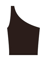The One Shoulder Tank - Brown - Karve - Center Chest - Printed - White