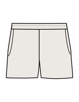The Womens Sweat Shorts - Bone - Lagree Red - Back Pocket - Embroidered - Red