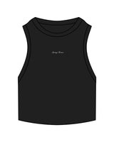 The Ribbed Crop Tank - Black - Spring House - Center Chest - "Spring House" Logo - Embroidered - White