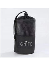 The Gym Towel - Red - Ignite Barre & Fitness - Front Bottom Corner - Embroidered - White - The Gym Towel Bag - Black - Center Body - Printed - White