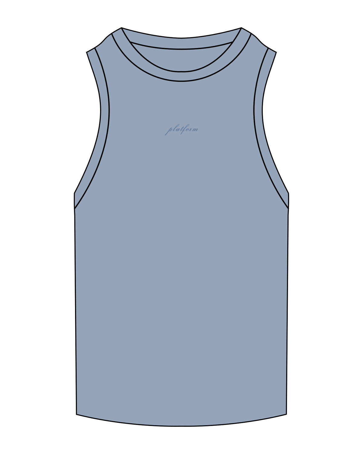 The Ribbed Full Length Tank - Powder - PLATFORM - Center Chest - "Platform" Logo - Embroidered - Tone on Tone