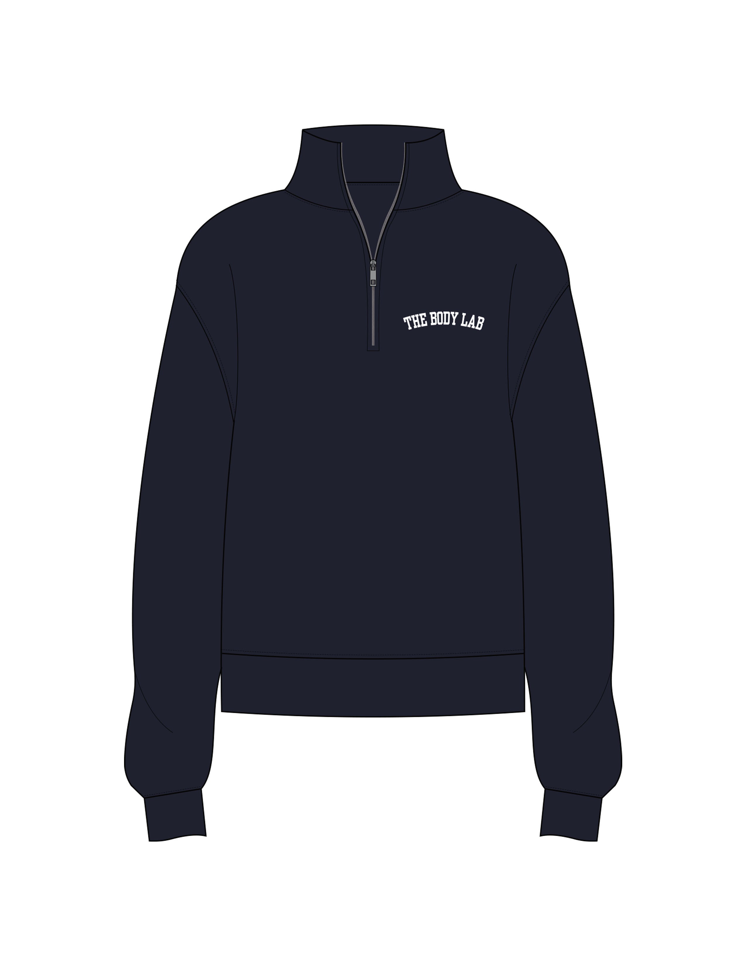 The Womens 1/4 Zip - Navy - Body Lab - Left Chest - Printed - White