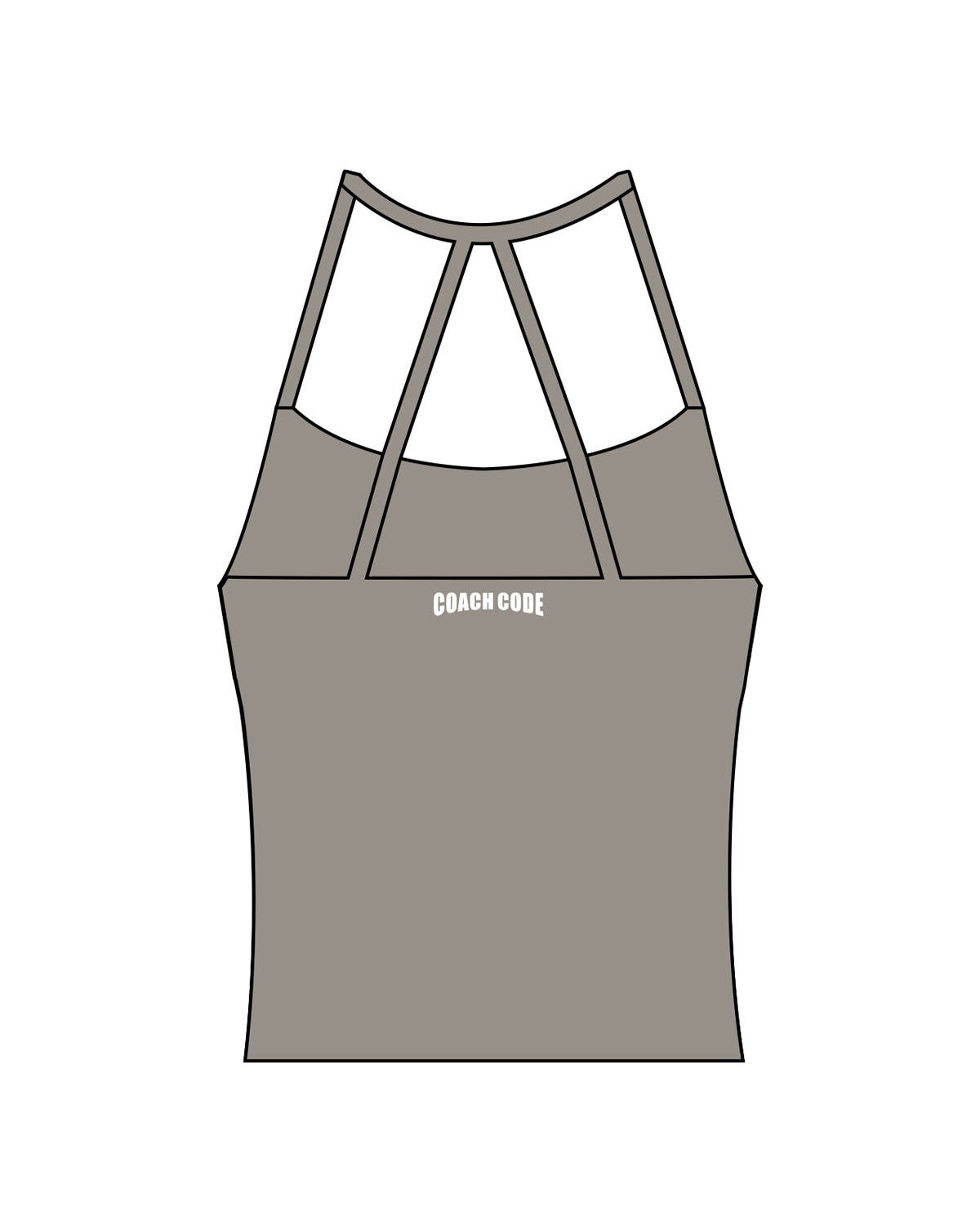 The Womens Sporty Tank - Grey - Coach Code - Top Back - Text - Printed - White