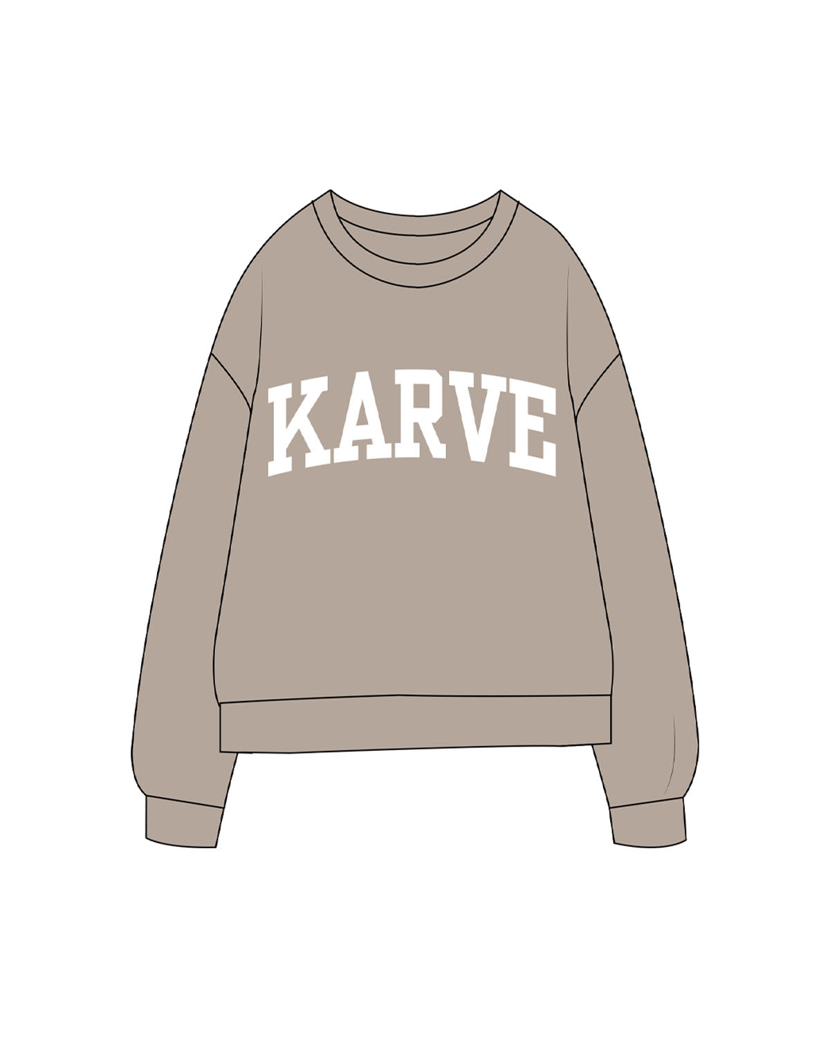 The Midweight Unisex Crewneck - Washed Cement - Karve - Center Chest Arched - Printed - White