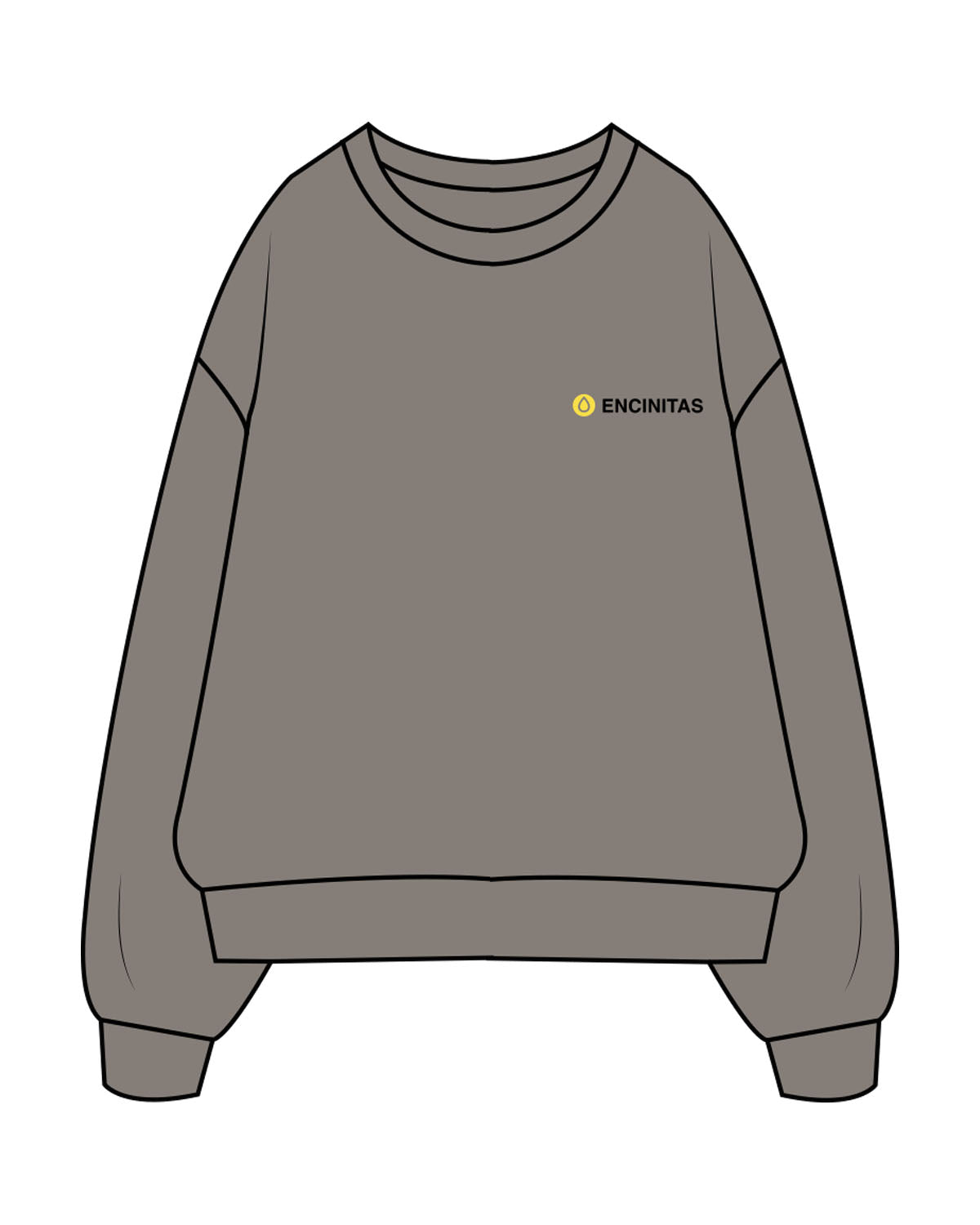 The Mens Crewneck - Washed Gray - SWEATDREAMS - Left Chest "ENCINITAS" & Back Stacked - Printed - Full Color