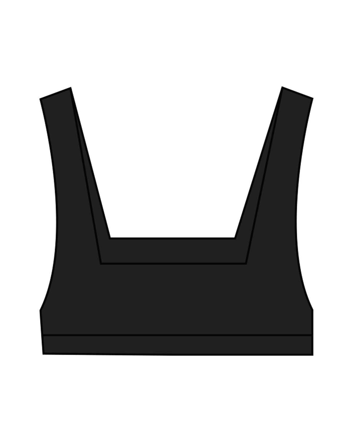 The Box Cut Bra - Black - Mantra - Center Chest - Printed - Black