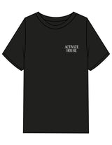 The Mens Heavyweight Tee - Black - Activate House - Left Chest & Center Back - Printed - White