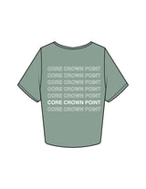 The Crop Tee - Sage - Core Crown Point - Center Chest & Back Stacked - Printed - White