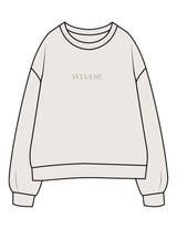 The Womens Crewneck - Bone - Velvaere - Center Chest & Back Stacked - Printed - Eucalyptus