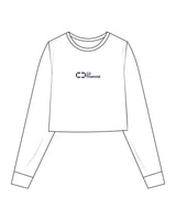 The Crop Long Sleeve - White - C2 Financial - Center Chest Stacked - Printed - Navy