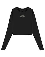 The Micro Rib Crop Long Sleeve - Black - Onyx & Ivory - Center Chest Arc - Printed - Full Color
