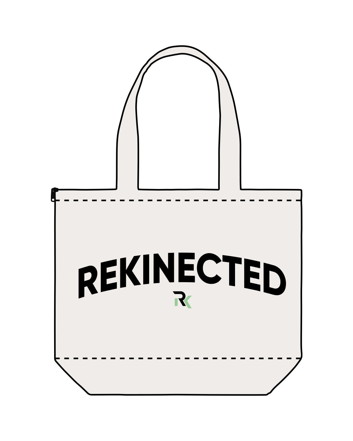 The Zipper Tote Bag - Natural - REKINECTED - Center Stacked - Printed - Full Color