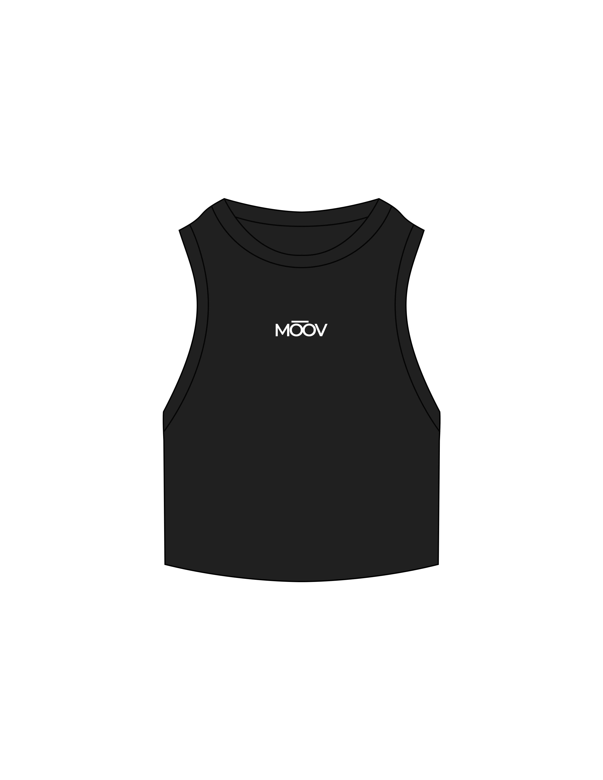 The Ribbed Crop Tank - Black - Moov Seattle - Center Chest - Embroidered - White