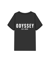The Mens Heavyweight Tee - Washed Black - Odyssey Performance - Left Chest & Back Stacked - White