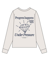 The Mens Long Sleeve - Bone - MD Hyperbaric - Left Chest Round & Back Diamond - Printed - Navy