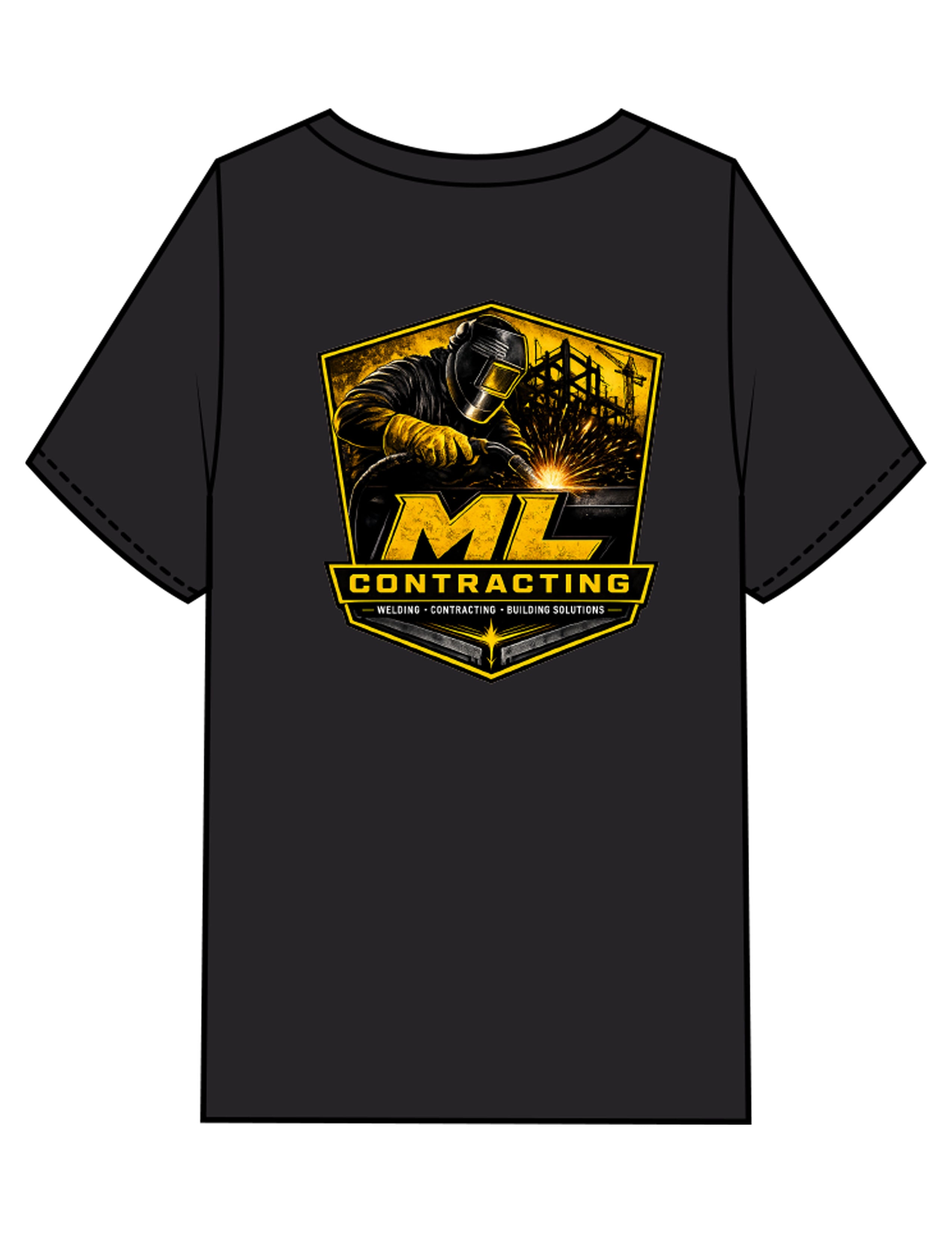 The Mens Heavyweight Tee - Black Stone - ML Contracting LLC - Left Chest & Back Image - Printed - Full Color