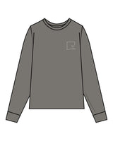 The Womens Heavyweight Long Sleeve - Washed Gray - Slo x Form - Left Chest Squared - Printed - Bone