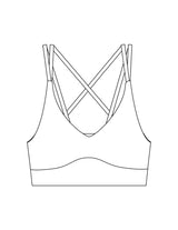 The Strappy Bra - White - Golden Hour - Center Back - Printed - Black
