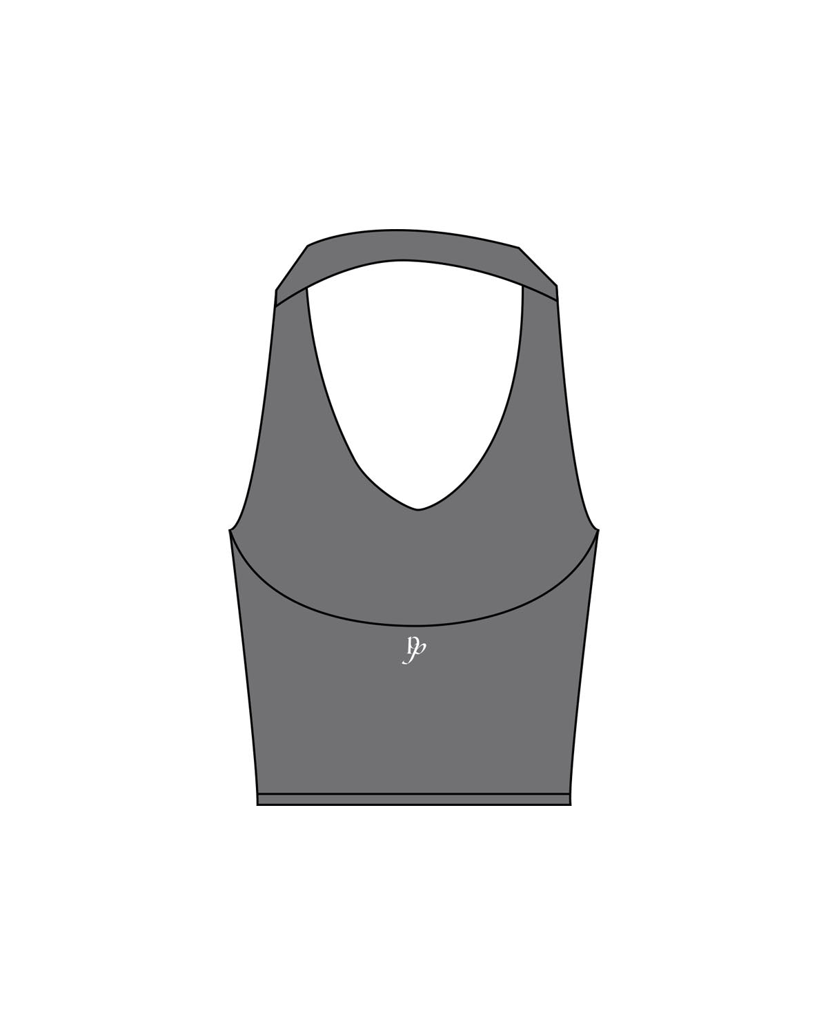 The Halter Tank - Grey - Platinum Pilates - Center Back - Printed - White