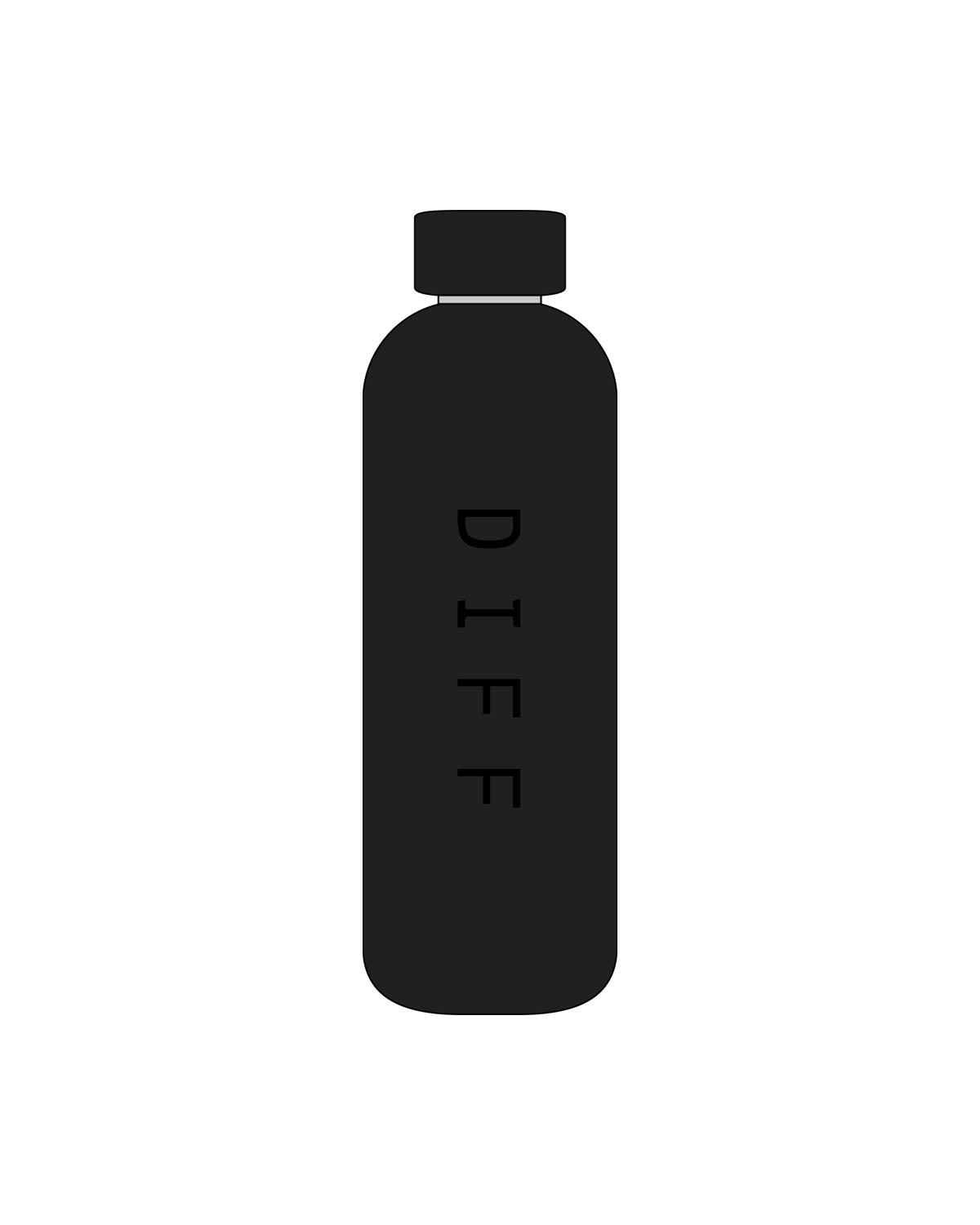The Water Bottle - Black - DiffEyewear - Center DIFF - Printed - Tone on Tone