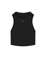 The Ribbed Crop Tank - Black - Ignite Barre & Fitness - Center Chest - Embroidered - White