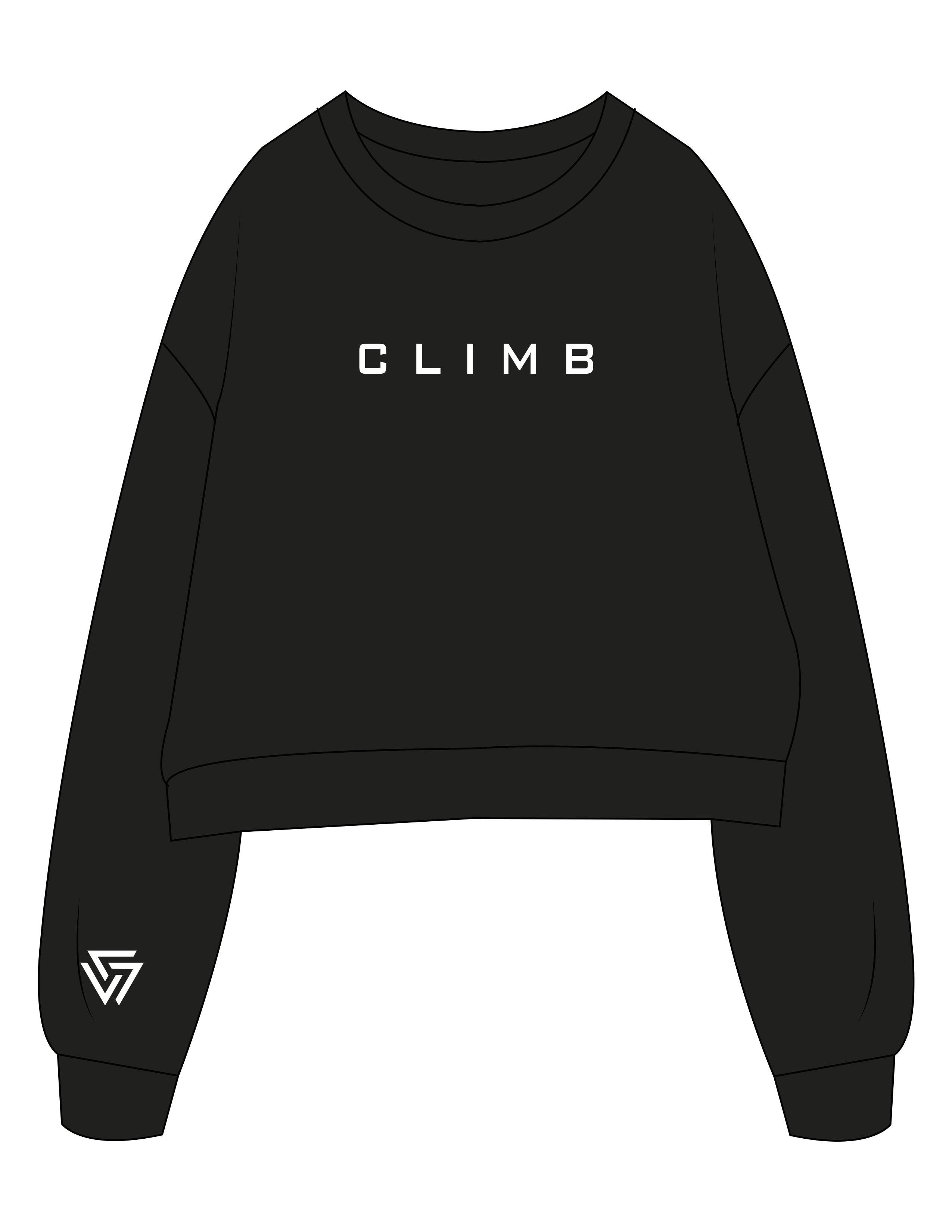 The Oversized Crop - Black - LVL - Center Chest & Right Wrist Icon - Printed - White