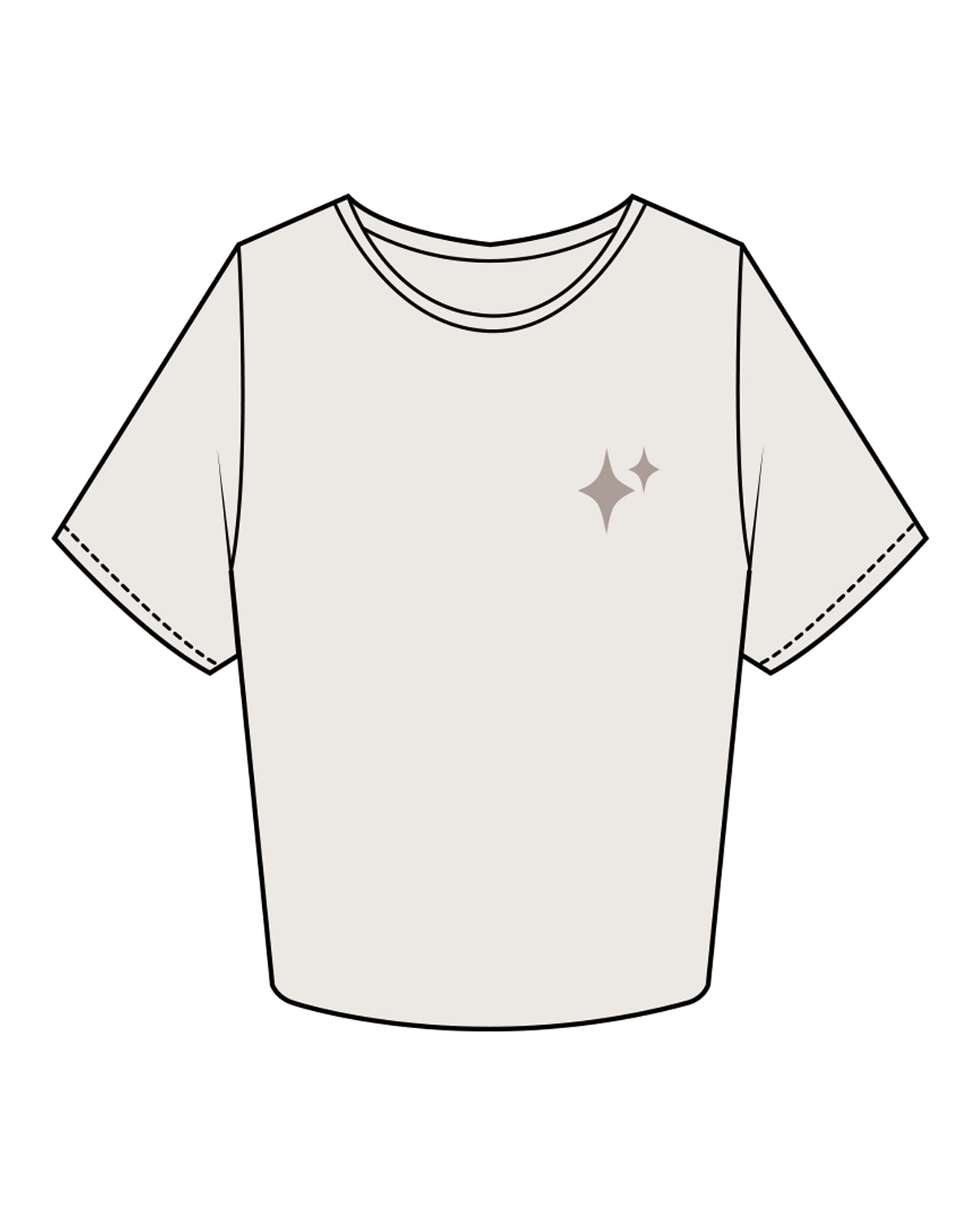 The Crop Tee - Bone - New Mom School - Left Chest & Back Center Stacked - Tone on Tone
