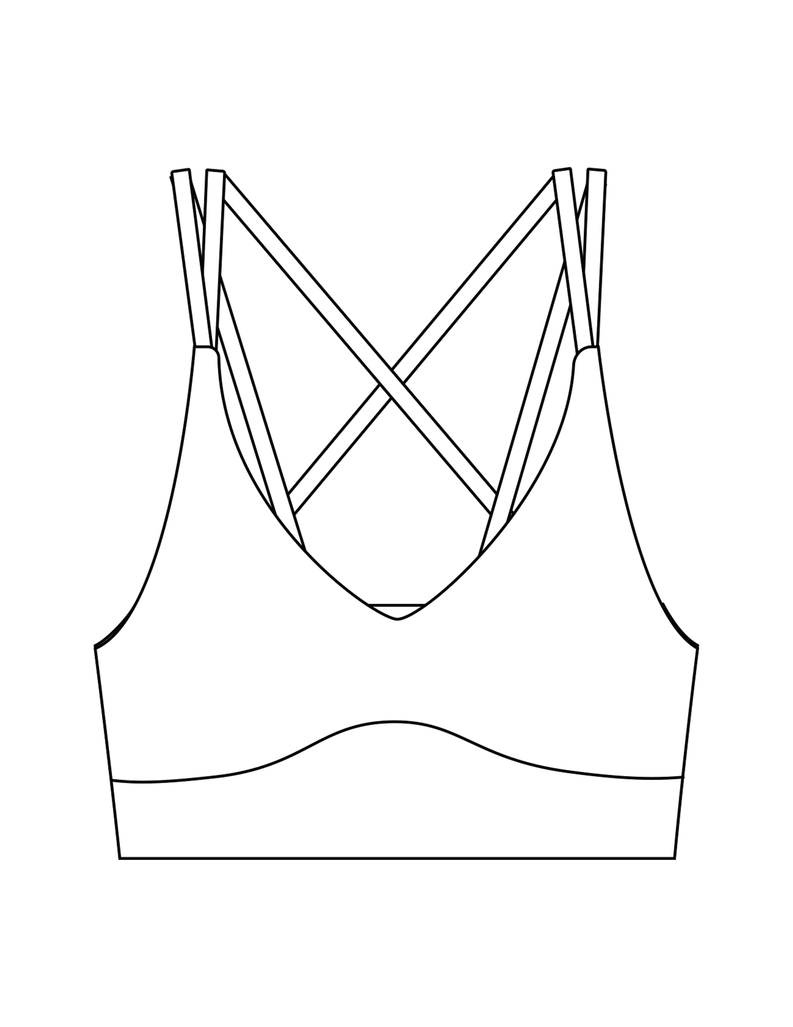 The Strappy Bra - White - Lucky Penny - Center Back Stacked - Printed - Brown