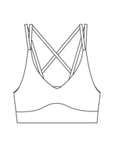 The Strappy Bra - White - Lucky Penny - Center Back Stacked - Printed - Brown