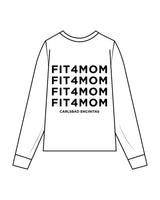 The Unisex Midweight Long Sleeve - White - Fit 4 Mom Carlsbad Encinitas - Left Chest Stacked & Back Stacked - Black