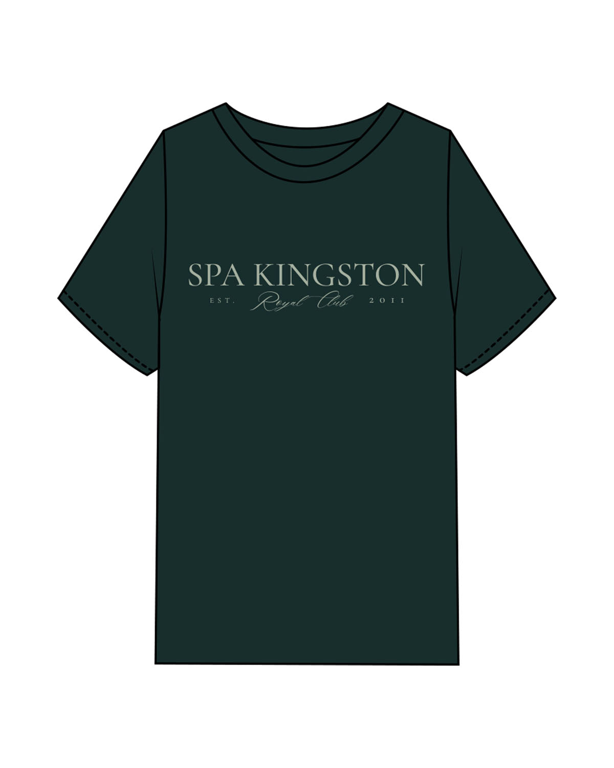 The Mens Heavyweight Tee - Pine Green - Spa Kingston - Center Chest Stacked & Back Corner - Printed - Sage