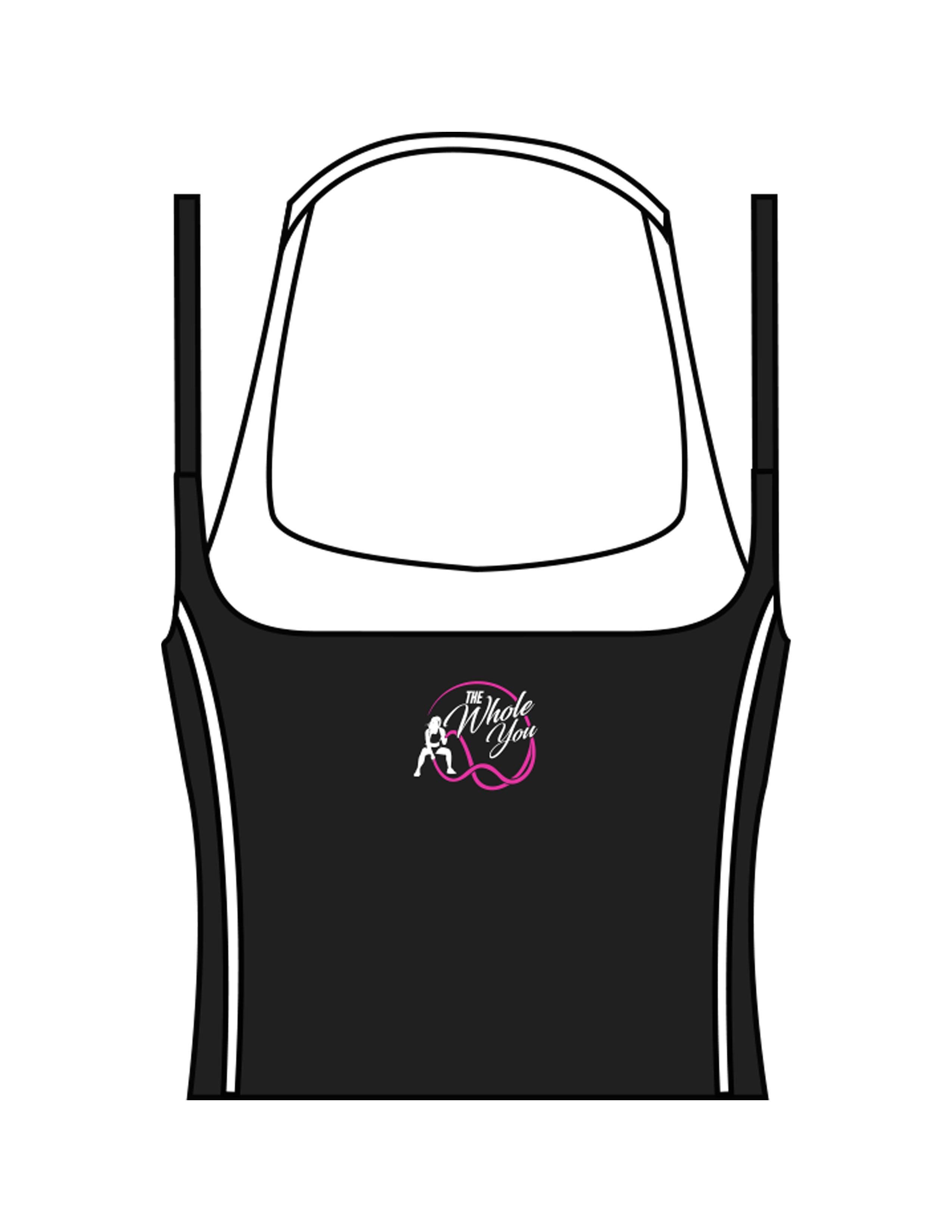The Piped Tank - Black - The Whole You Wellness - Center Back - Printed - Full Color