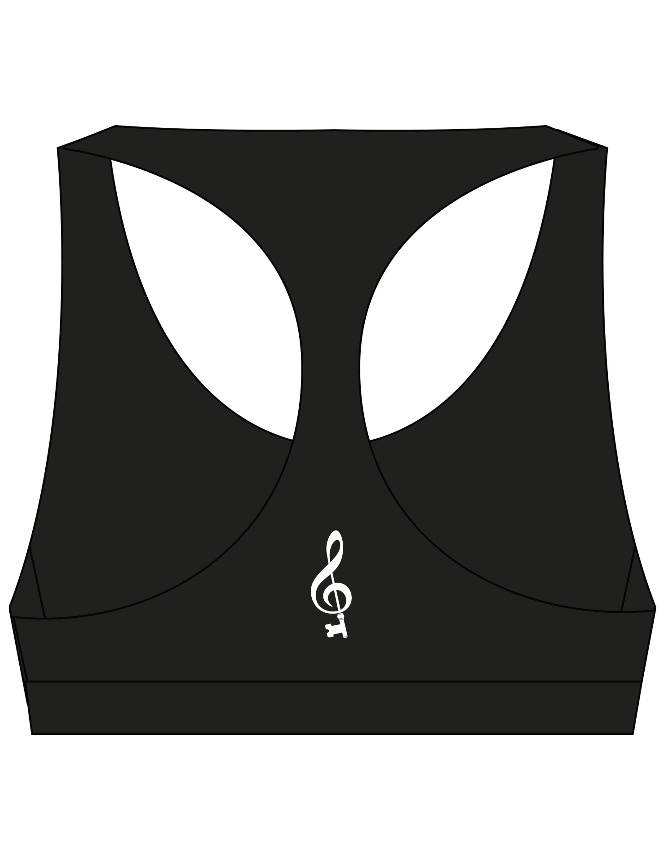 The Racer Bra - Black - SOUL YOGA - Center Back - Printed - White