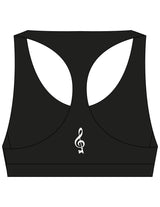 The Racer Bra - Black - SOUL YOGA - Center Back - Printed - White