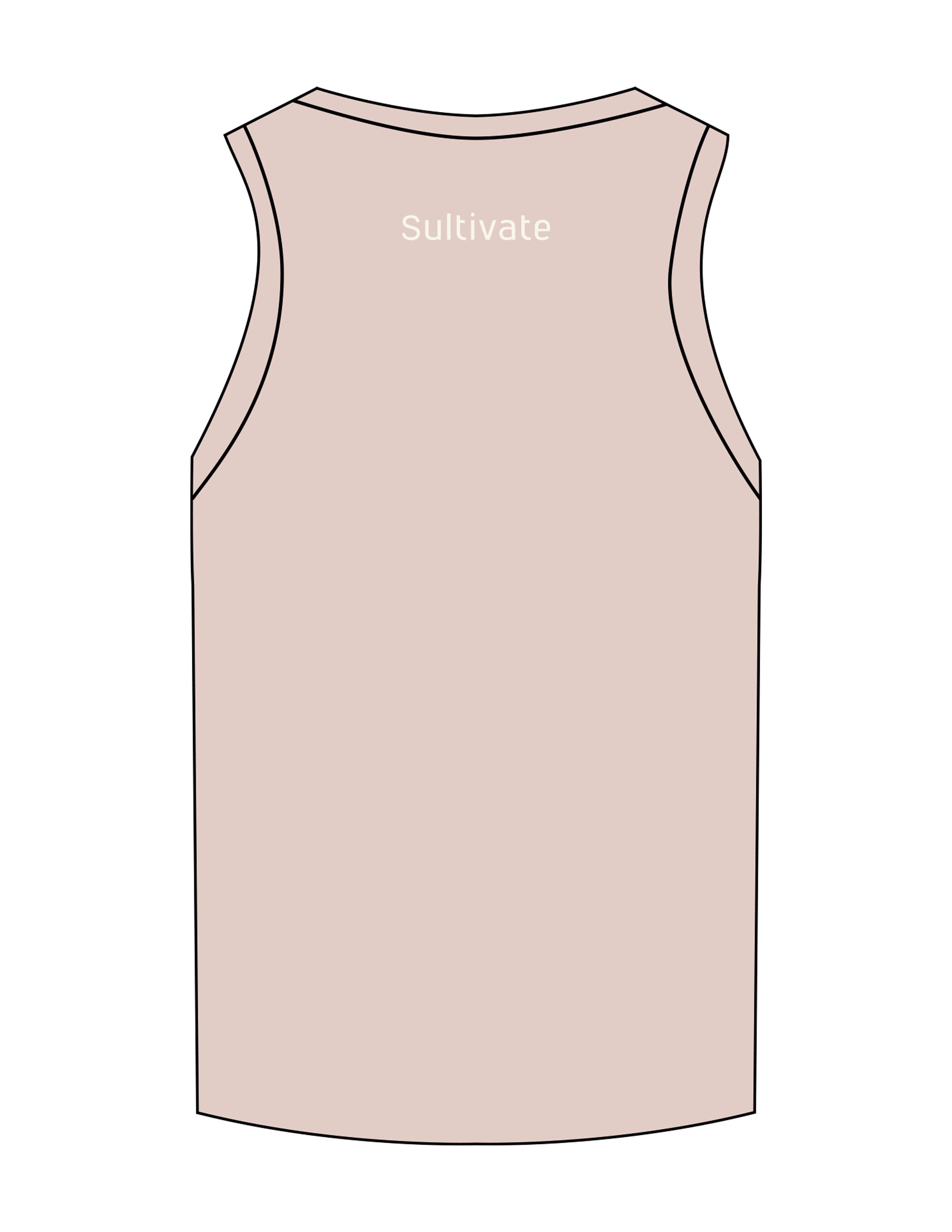 The Micro Rib Full Length Tank - Taupe Heather - Sultivate - Center Chest Stacked & Upper Back - Printed - Off White