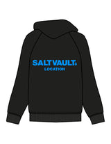 The Mens Zip Hoodie - Black - Saltvault Location - Left Chest & Back Location - Printed - Blue
