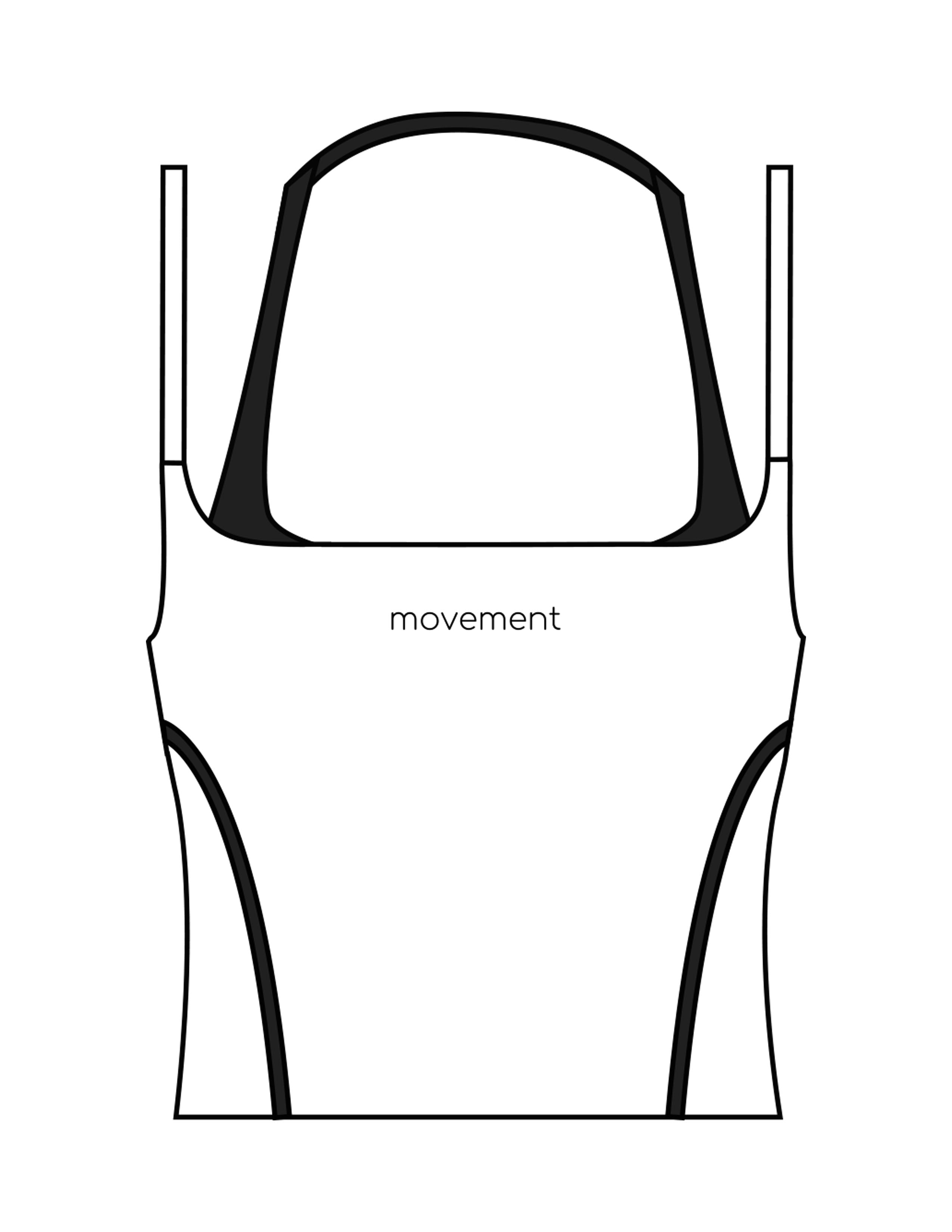The Piped Tank - White - Movement Pilates Buffalo - Center Chest - Printed - Black